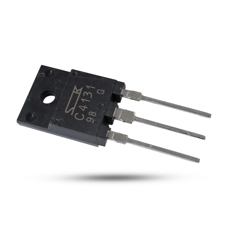 صورة ترانزستور اي سي C4131 (2SC4131) المستخدم في لوحات التحكم (ماذربورد) لطابعات ارت جت، يظهر باللون الأسود مع ثلاث أطراف معدنية وتصميم مخصص لتبديد الحرارة.